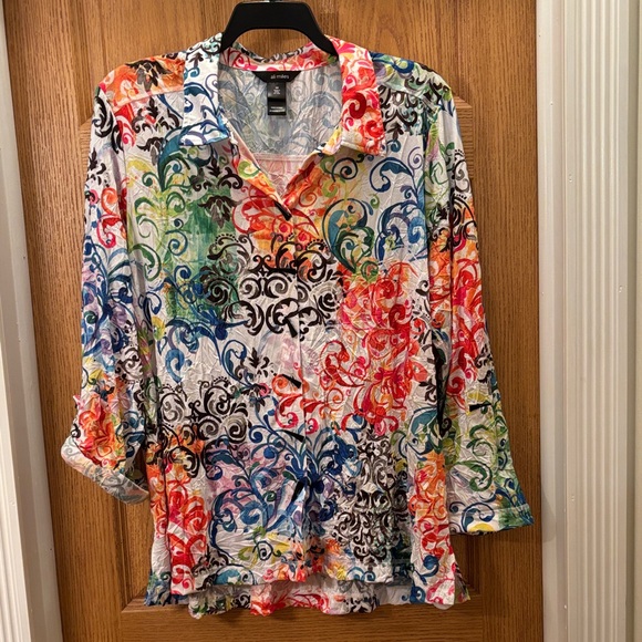 Ali Miles Tops - Ali Miles Multicolor Swirl Button Down Shirt - 1